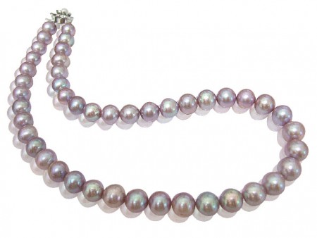 【小樂珠寶】讓人觀看千百回也不厭倦 超稀有天然珍珠項鍊(紫羅蘭色)