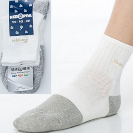【KEROPPA】可諾帕銀纖維抗菌除臭運動厚底短襪(男女適用)C98003GS米白灰（C98003GS）