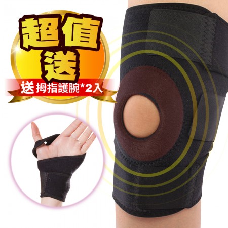 【JS嚴選】*開孔設計*可調式黏扣型三線專業運動健身護膝(CC開孔護膝送拇指護腕*2)