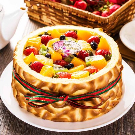 預購-樂活e棧-生日快樂蛋糕-虎皮百匯蛋糕(8吋/顆,共1顆)（水果x布丁）