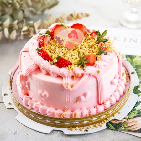 預購-樂活e棧-生日快樂蛋糕-粉紅華爾滋蛋糕(6吋/顆,共1顆)（水果x布丁）