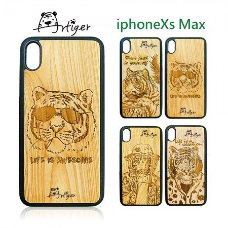 Artiger-iPhone原木雕刻手機殼-老虎系列(iPhoneXs Max)（C4-1 叢林虎）