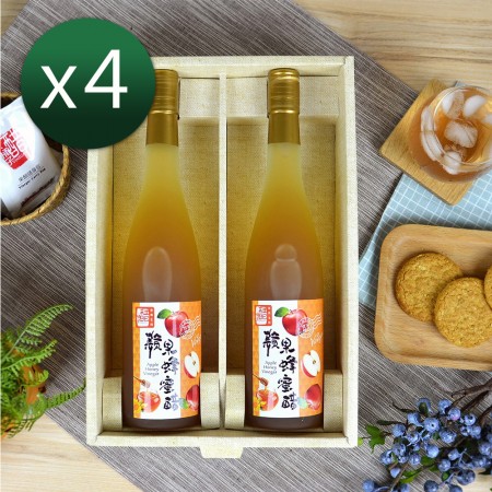 【醋桶子】果醋2入禮盒組x4組(蘋果蜂蜜醋600mlx1+梅子醋600mlx1)