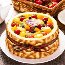 預購-樂活e棧-生日快樂蛋糕-虎皮百匯蛋糕(6吋/顆,共1顆)（水果x布丁）