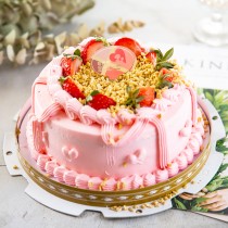 預購-樂活e棧-生日快樂蛋糕-粉紅華爾滋蛋糕(6吋/顆,共1顆)（芋頭x布丁）