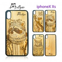 Artiger-iPhone原木雕刻手機殼-動物系列2(iPhoneX Xs)（E3-3 貓頭鷹）