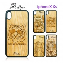 Artiger-iPhone原木雕刻手機殼-老虎系列(iPhoneX Xs)（E4-2 墨鏡虎）