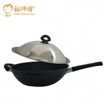 台灣製造鍋師傅 超硬不沾炒鍋36cm 附不鏽鋼鍋蓋