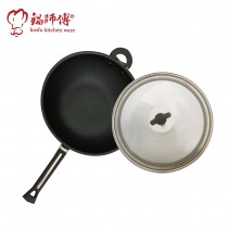 台灣製造鍋師傅 超硬不沾炒鍋40cm 附不鏽鋼鍋蓋