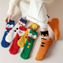 PinLe 聖誕禮物珊瑚絨加厚保暖襪6雙組