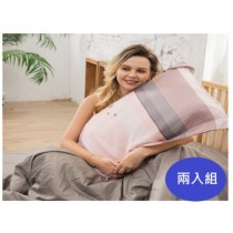 消費高手嚴選[京美]量子森眠枕套兩件組入(藍色/粉色 可選)（粉色條紋）