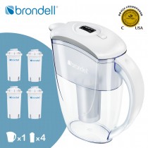 【Brondell】美國邦特爾 H2O+ 純淨濾水壺 (白)+全效濾芯(4入)