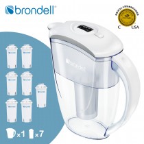 【Brondell】美國邦特爾 H2O+ 純淨濾水壺 (白)+全效濾芯(7入)