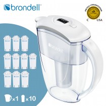 【Brondell】美國邦特爾 H2O+ 純淨濾水壺 (白)+全效濾芯(10入)