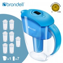 【Brondell】美國邦特爾 H2O+ 純淨濾水壺 (藍)+全效濾芯(7入)