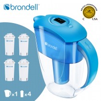 【Brondell】美國邦特爾 H2O+ 純淨濾水壺 (藍)+全效濾芯(4入)